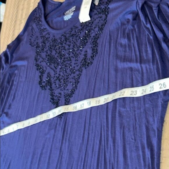 NWT Lane Bryant Beaded Elegant or Casual Navy Blue Women's Top - Picture 13 of 17